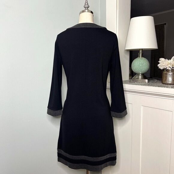 Boden Black & Gray Contrast Trim Sheath Dress with Pockets 6 Small - Picture 7 of 10